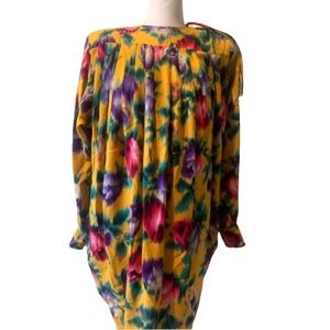 UNGARO Vintage Ikat Floral Marigold Dress